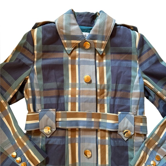 CABI Style #6248 Highclere Trench 100% cotton plaid trench coat NWOT- sz Medium - Picture 10 of 16